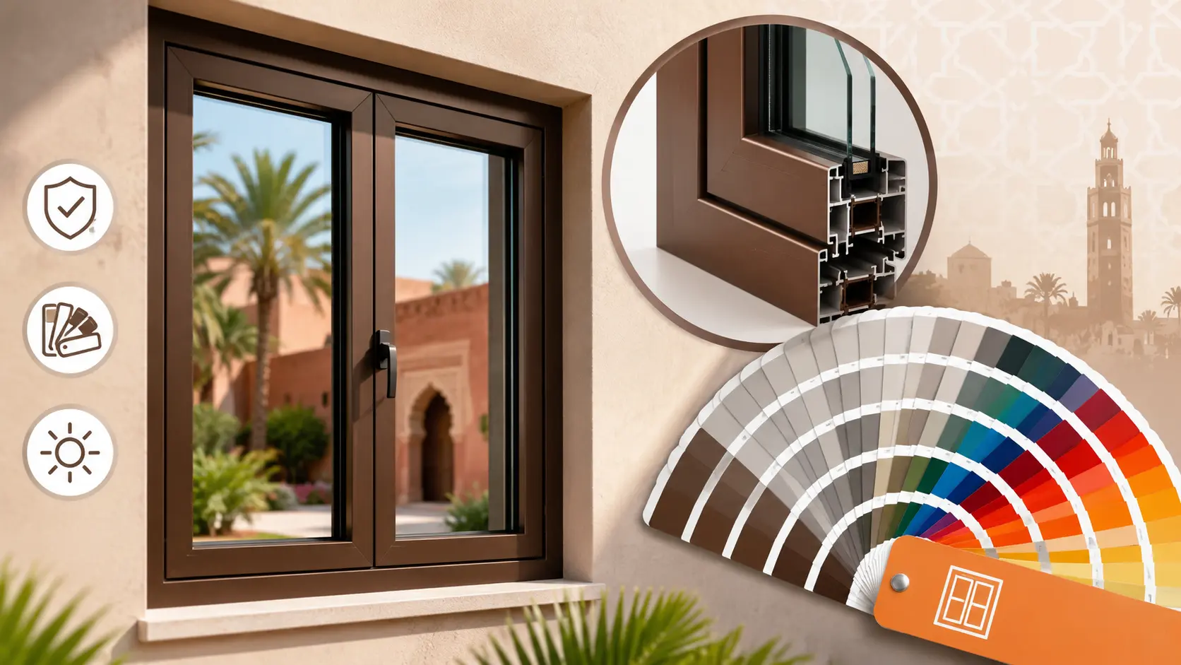 Fenêtre aluminium marron : couleurs et finitions RAL au Maroc